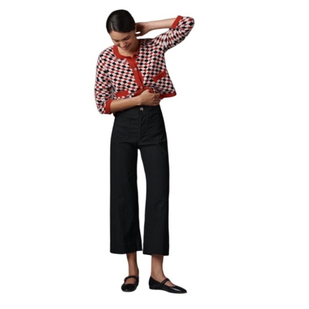 Anthropologie Maeve The Colette Black High Rise Cropped Wide Leg Pants 29